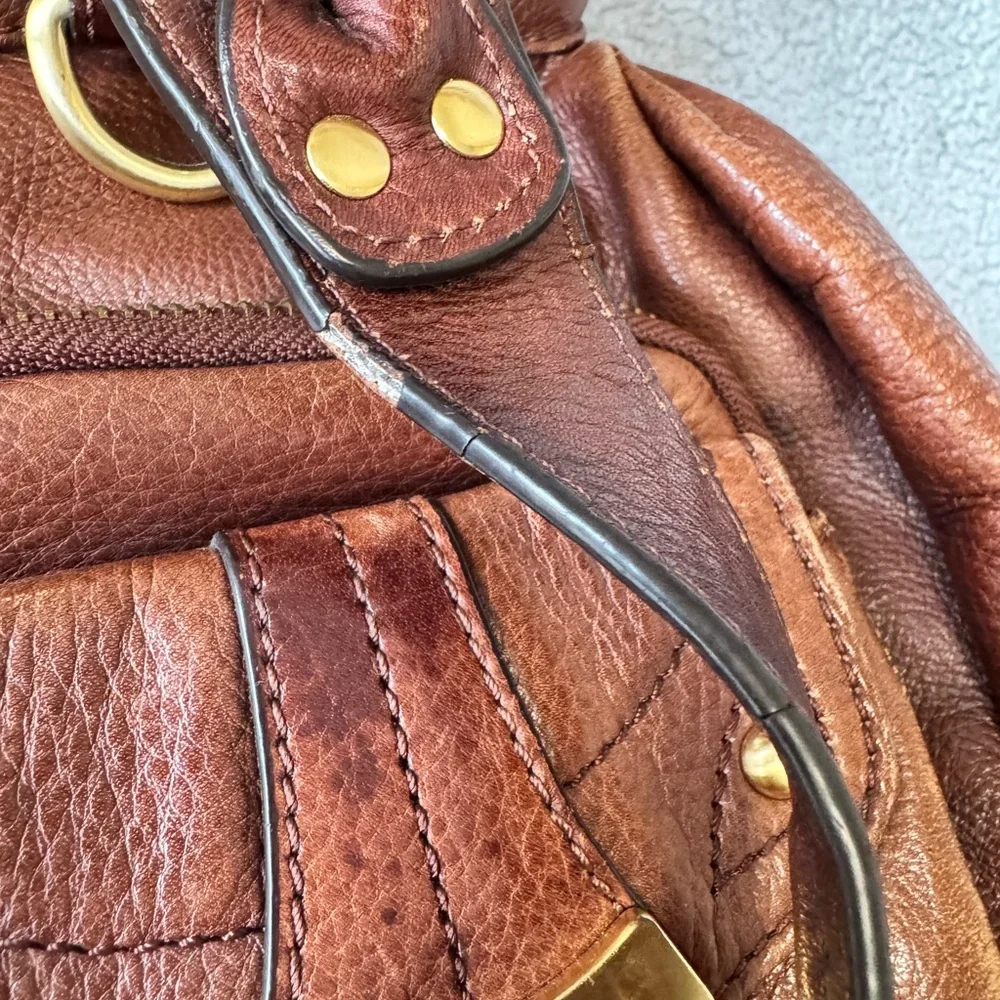 B. Makowsky Brown Leather Shoulder Bag with Distressed Finish PROJECT - Picture 10 of 13